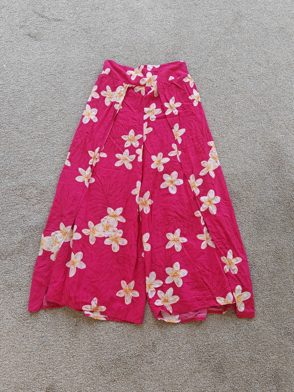 Wide Leg Floral Pants in Hot Pink
